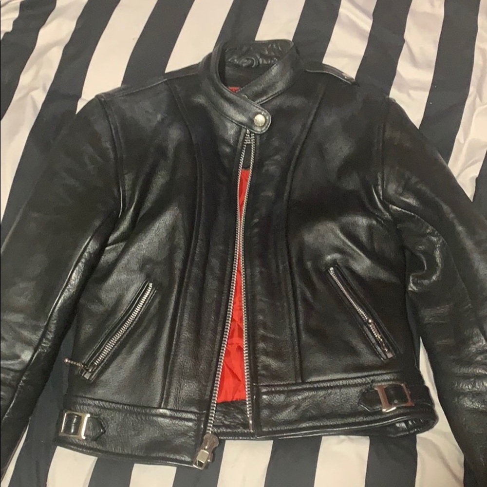 Straight To Hell Cafe Racer Leather Jacket XS